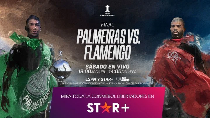 Afiche con los medios que van a televisar la final de la copa libertadores 2025