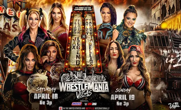 lucha por equipos femeninos en WrestleMania 42 con luchadoras de WWE